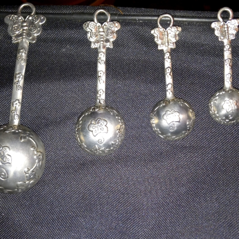 Ganz Vintage pewter measuring spoons in butterfly motif